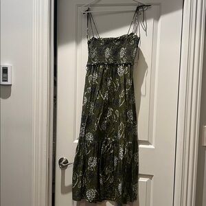 Zara Green and White Midi Dress